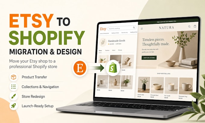 migrate your etsy shop to shopify and professionally redesign your store