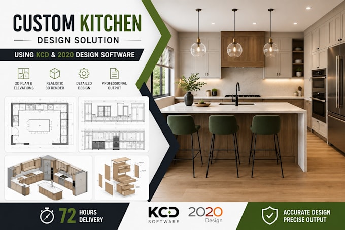 create custom kitchen solution using kcd software, 2020 design software in 72hrs