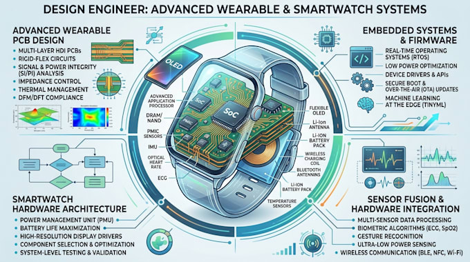 design engineer advanced wearable pcb, smartwatch hardware and embedded systems