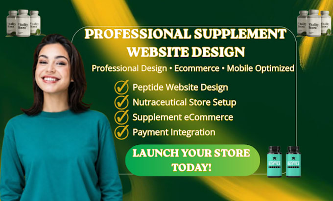 design supplement website nutraceutical website peptide ecommerce store website
