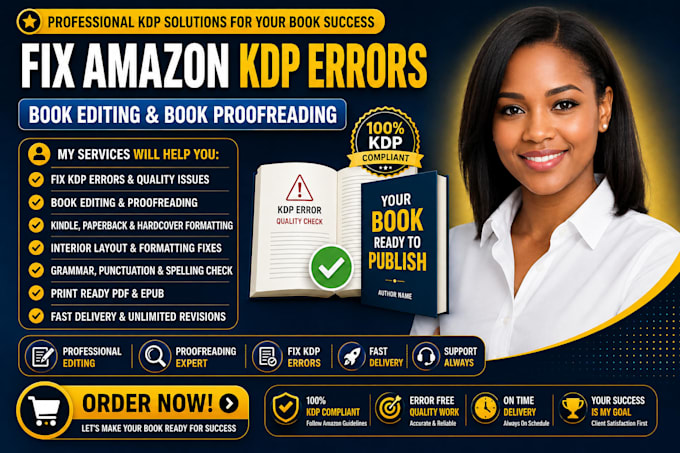 fix amazon KDP errors, amazon book editing and formatting, with proofreading