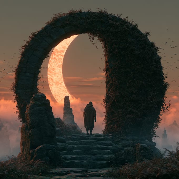 draw a professional fantasy album cover