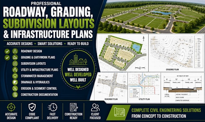 prepare roadway, grading, subdivision layouts and infrastructure plans
