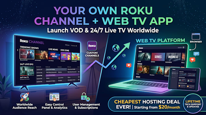 create and publish your own roku and web TV channel