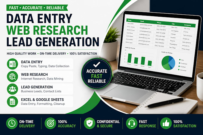 do accurate data entry, web research and lead generation