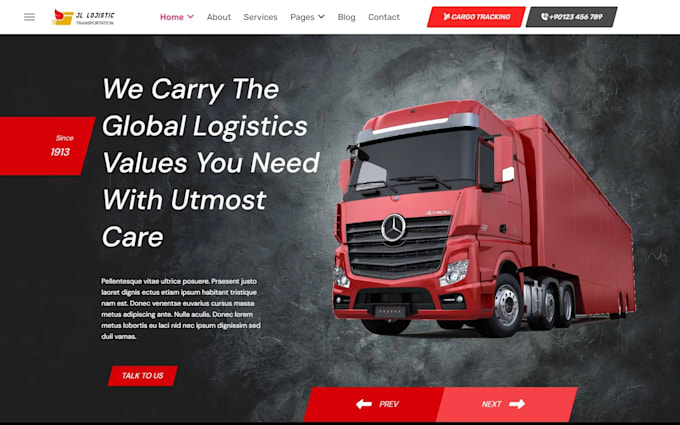 design logistics website, trucking dispatch website freight broker with tracking