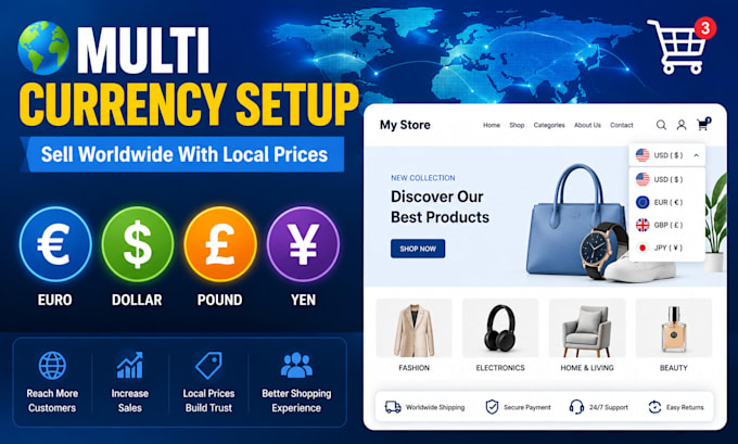 setup a multi currency converter for ecommerce websites and online stores