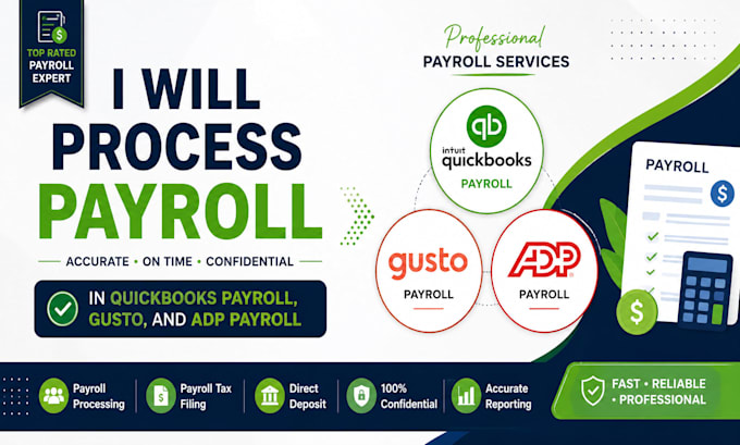 process payroll in quickbooks payroll, gusto, and adp payroll