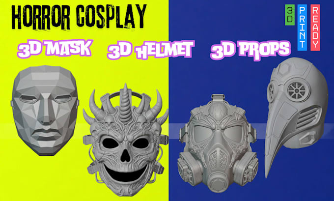 custom 3d cosplay model, 3d cosplay mask stl helmt armor prop design