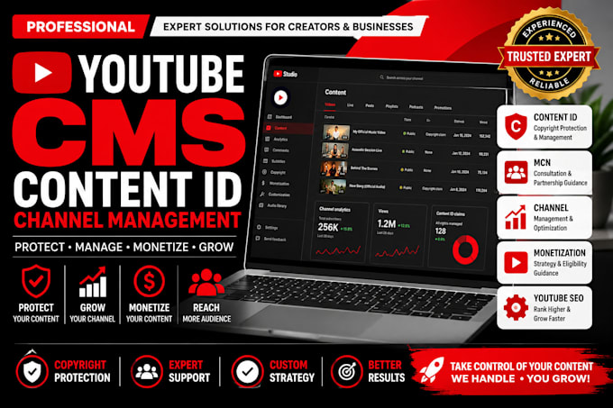 help with youtube cms, content id, mcn and channel management