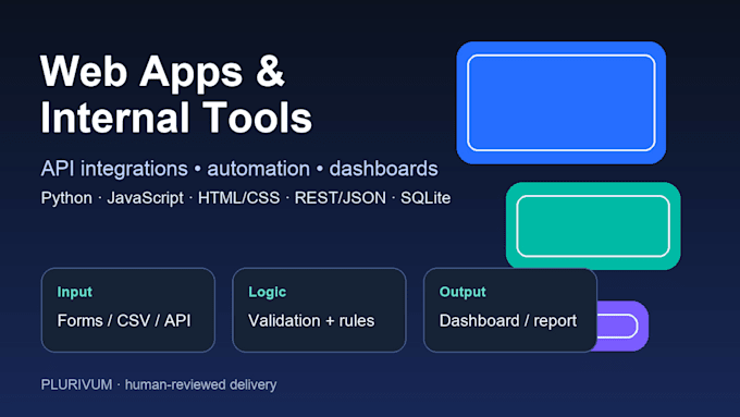 build a web app, internal tool, or API automation