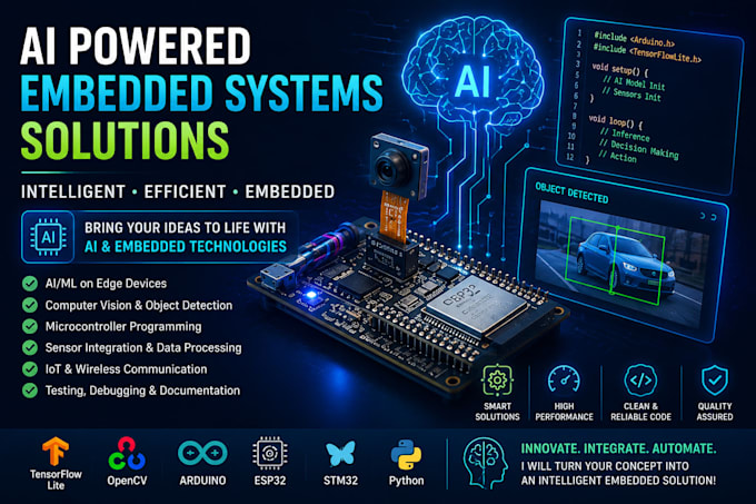 develop ai powered embedded systems, esp32, arduino and iot