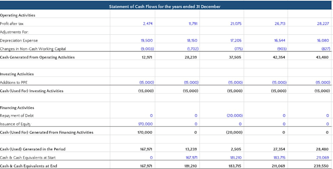 perform financial analysis, ratio, cash flow analysis