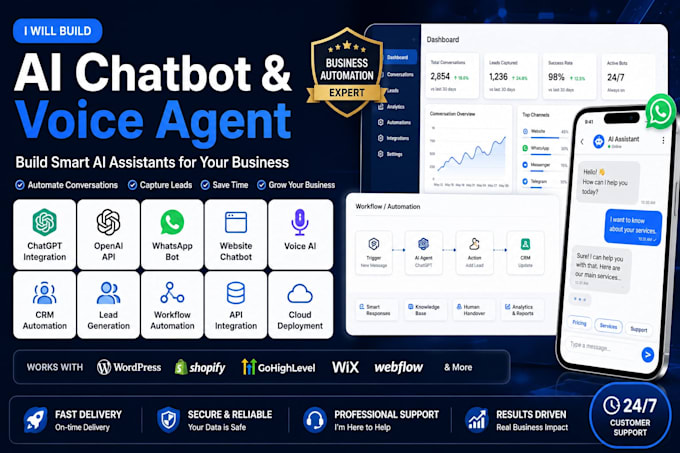 build ai chatbot, ai voice agent, chatgpt bot and ai automation