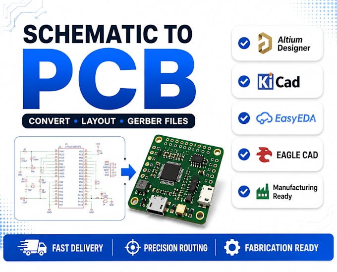convert schematic or update pcb layout design for special task, circuit design