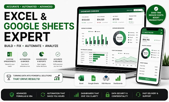 build and fix advanced excel spreadsheets CRM google sheets automation dashboard