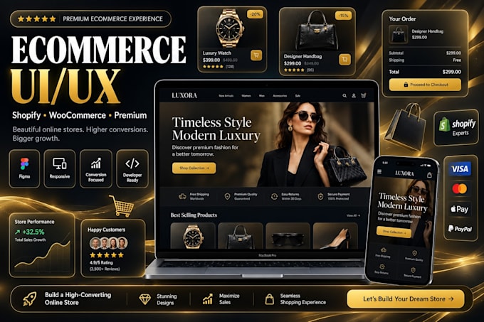 design modern ecommerce website UI UX for shopify wordpress woocommerce in figma