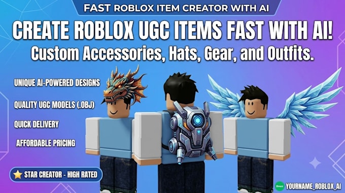 create custom roblox ugc items and accessories using ai and 3d
