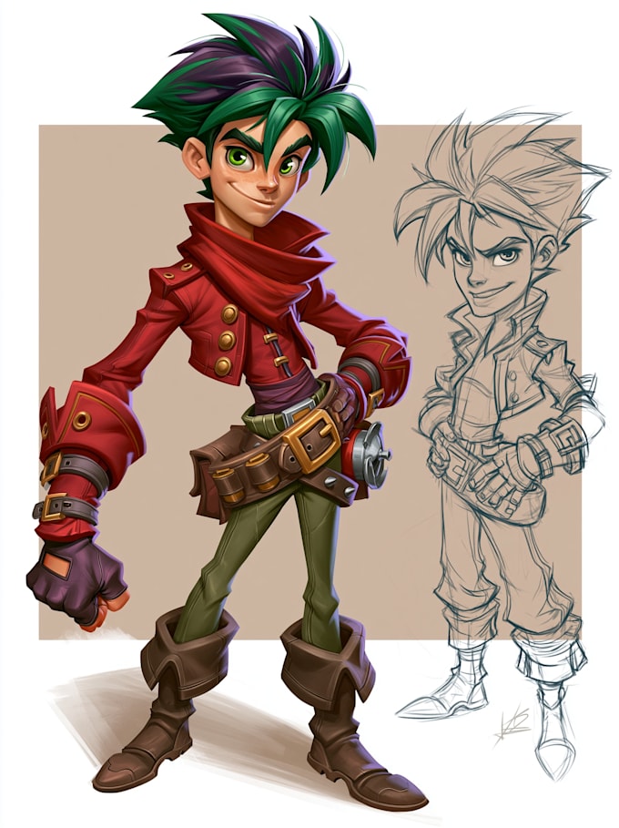draw 2d game character illustration