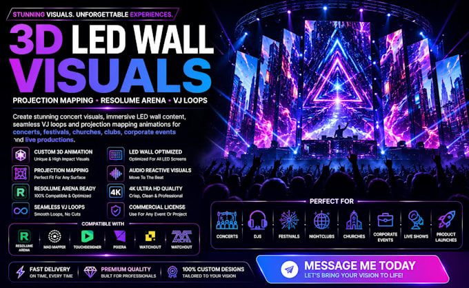 create 3d led wall visiuals projection mapping resolume vj animations fx vj loop