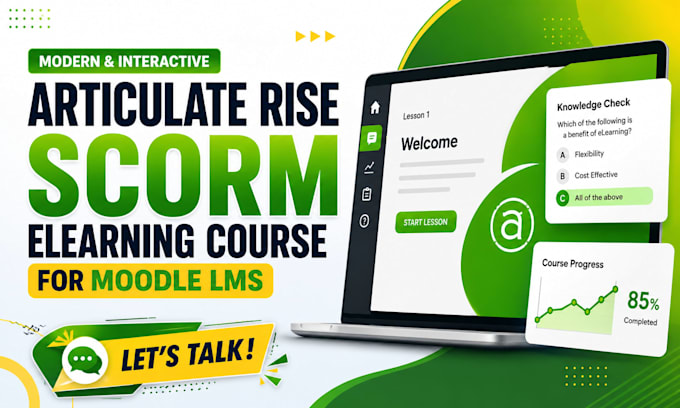 design modern interactive articulate rise scorm elearning course for moodle lms