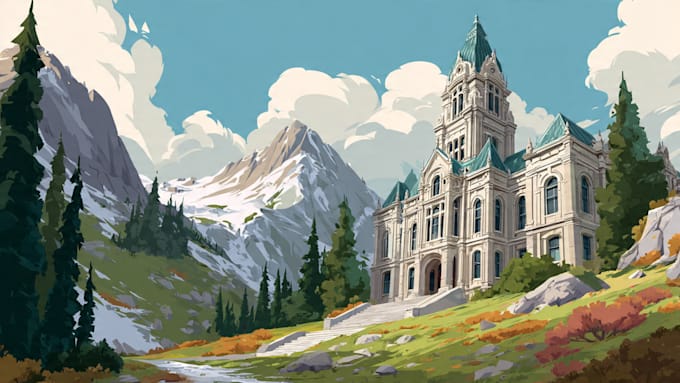create a landscape and urban vector art illustration