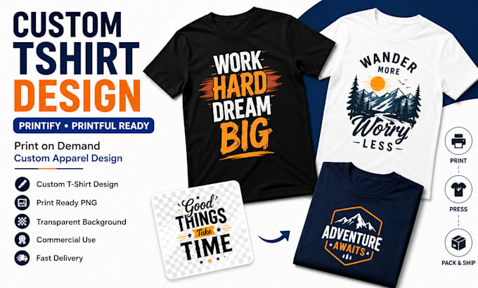 custom tshirt design print on demand for printify printful