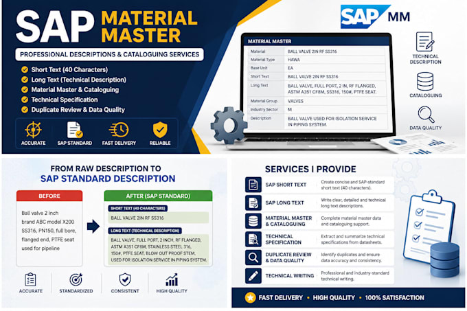 create sap mm material master and cataloguing descriptions