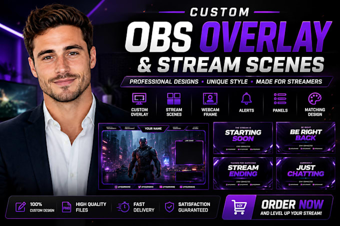 design custom obs overlay and stream scenes