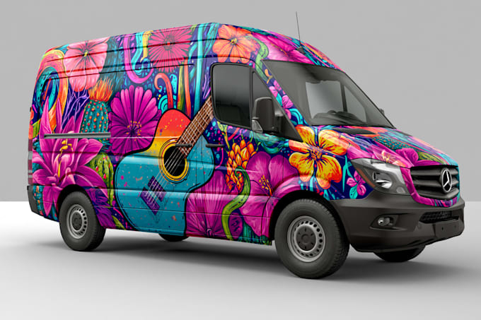 draw vehicle wrap design, car wrap, van wrap