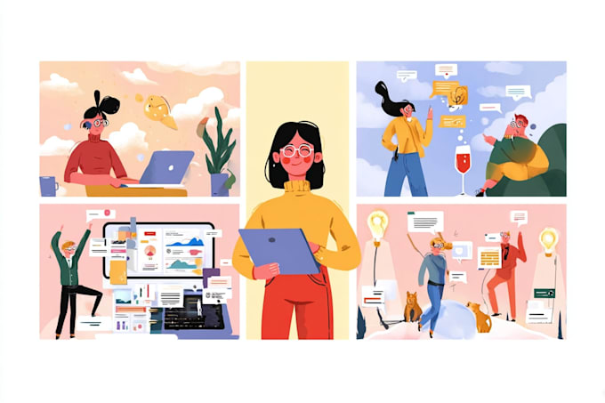 create vector doodle flat illustration in my style