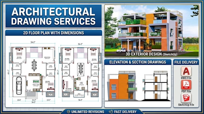 be your architect for 2d floor plan layout and sketchup 3d design
