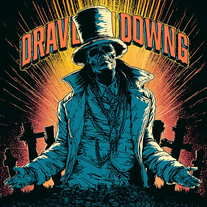 draw a retro dark illustration for apparel
