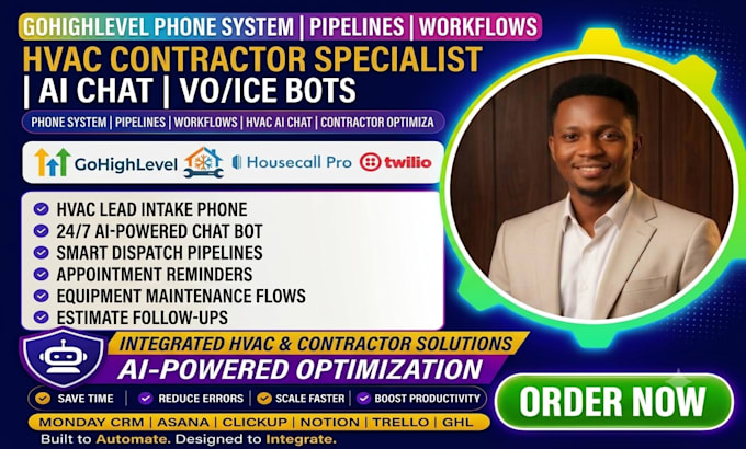 gohighlevel phone system pipelines workflows ai chat voice bots hvac contractor