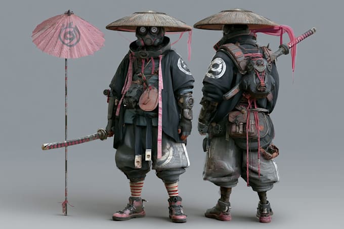 cyberpunk samurai street warrior
