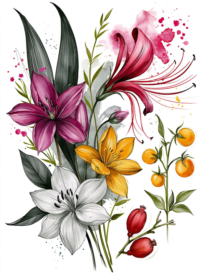 draw botanical and flower illustration