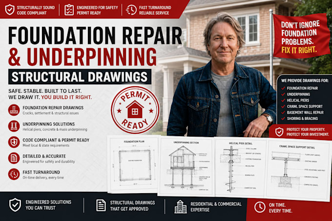 design foundation repair underpinning structural drawings foundation plan
