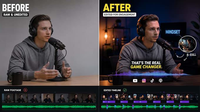 edit your riverside or zoom video podcast with motion graphics