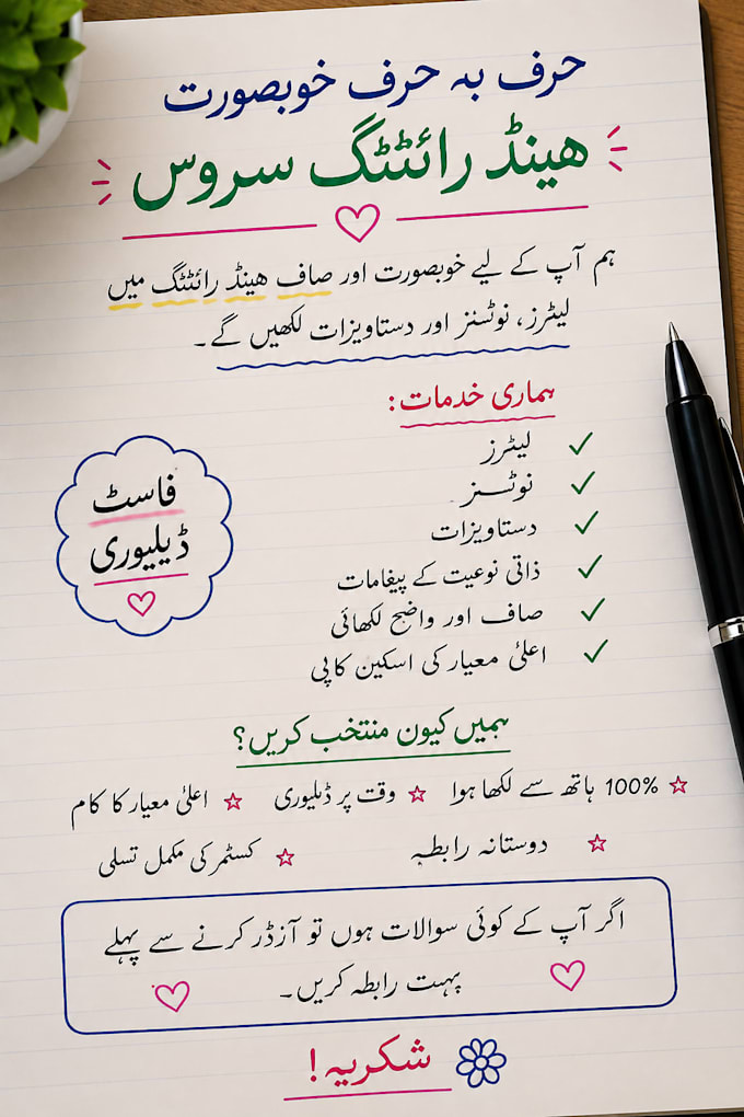 write handwritten letters professionally
