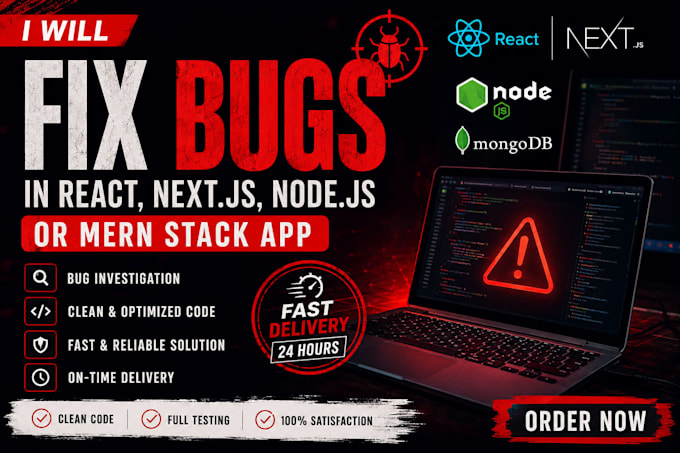 fix react nextjs nodejs and mern stack bugs