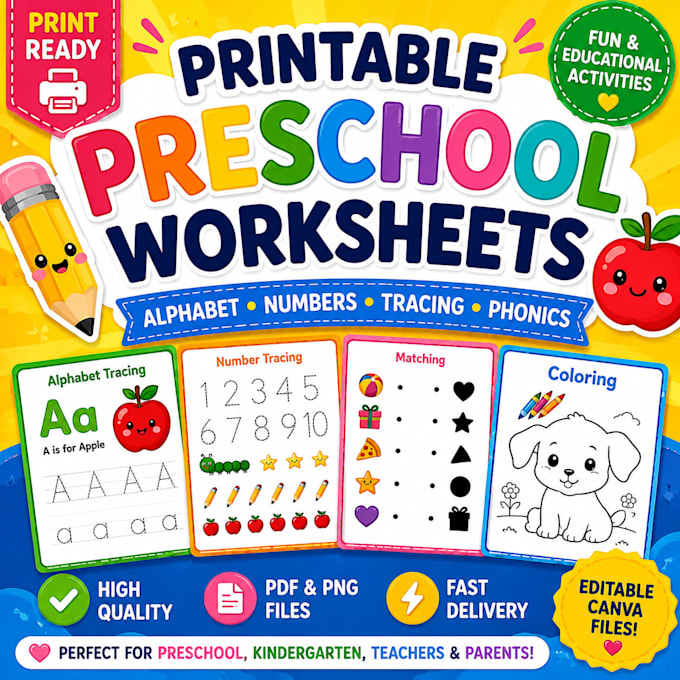 design printable preschool and kindergarten workbook