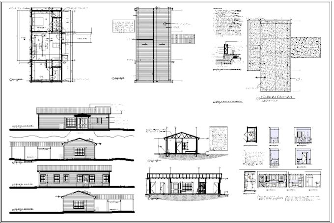 draft autocad 2d floor plans, elevations and site plans for permits