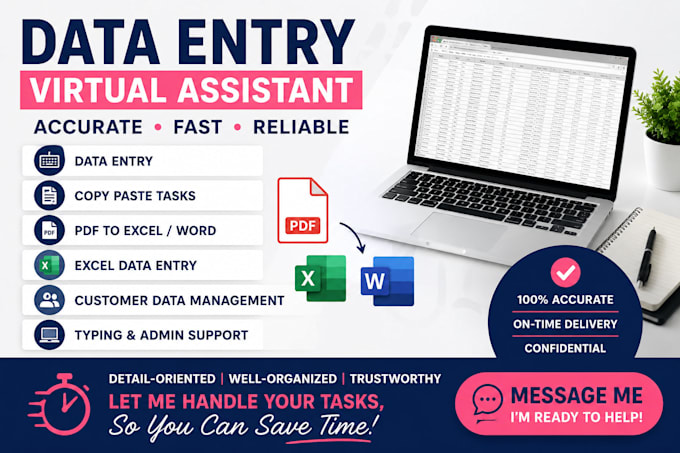 accurate data entry and admin tasks