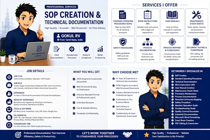 create sops work instructions and maintenance checklists
