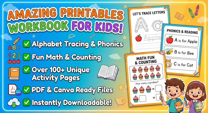 design custom kids tracing and educational worksheets
