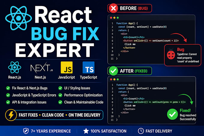 fix reactjs, javascript, and typescript bugs