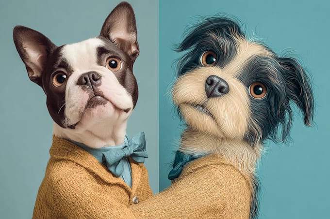 drawing a pet portrait into cartoon disney
