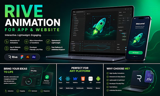 create rive animation for app and website