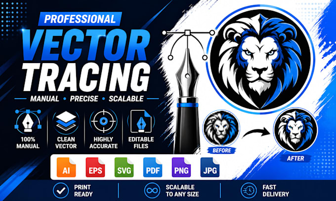 deliver premium vector tracing with fast 24 hour delivery