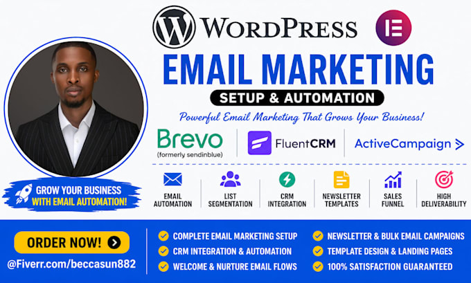 setup wordpress email marketing with brevo, fluentcrm, activecampaign automation